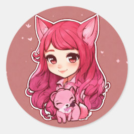 Pegatina Redonda Foxy Hug Twitch Badge