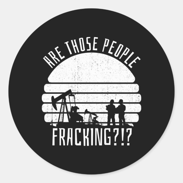 Pegatina Redonda Fracking de campo petrolífero (Anverso)