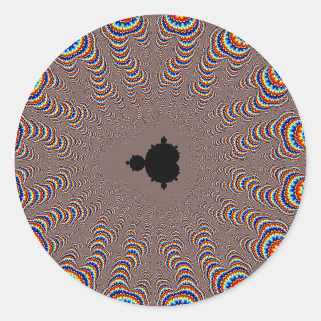 Pegatina Redonda Fractal Central - Arte Fractal (Anverso)