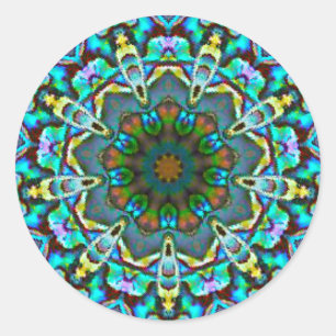 Pegatina Redonda Fractal de belleza opalescente