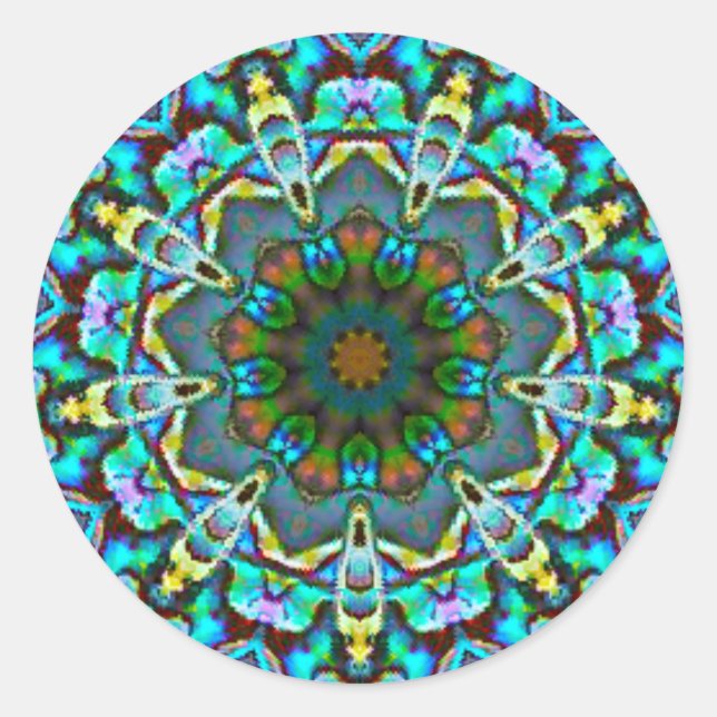 Pegatina Redonda Fractal de belleza opalescente (Anverso)