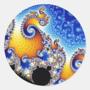 Pegatina Redonda Fractal de doble espiral satelital Mandelbrot Set