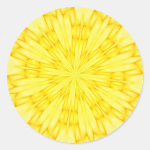 Pegatina Redonda Fractal de floración amarilla
