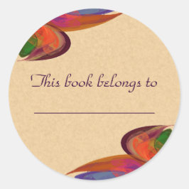 Pegatina Redonda Fractal de floración arcoiris