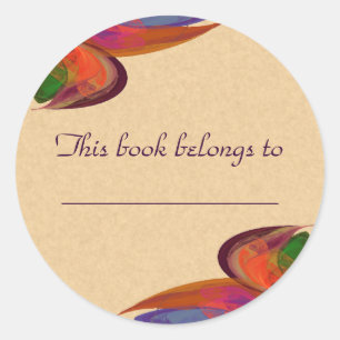 Pegatina Redonda Fractal de floración arcoiris