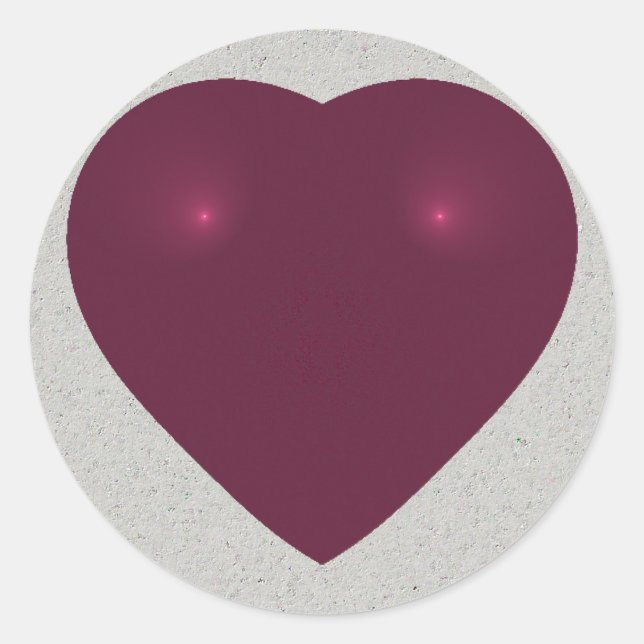 Pegatina Redonda Fractal del corazón rojo (Anverso)