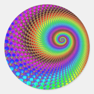 Pegatina Redonda Fractal espiral abstracta