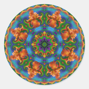 Pegatina Redonda Fractal Floral Mandala