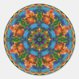 Pegatina Redonda Fractal Floral Mandala