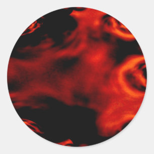 Pegatina Redonda Fractal Fuego Rojo