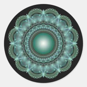 Pegatina Redonda Fractal glossy mandala