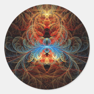 Pegatina Redonda Fractal - insecto - viuda negra