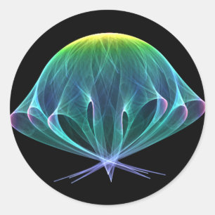 Pegatina Redonda Fractal Jellyfish