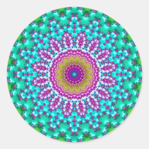 Pegatina Redonda Fractal Mandala 3