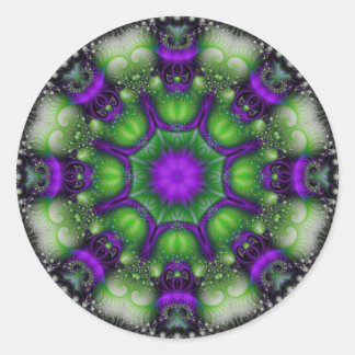 Pegatina Redonda Fractal Mandala - Delight Lavender