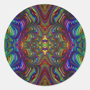 Pegatina Redonda ~ Fractal multicolor oscuro ~