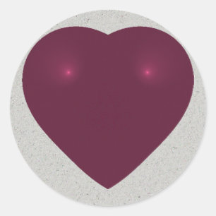 Pegatina Redonda Fractal rojo del corazón