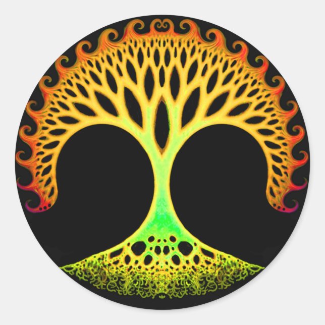 Pegatina Redonda Fractal Tree of Life Inspiration Pegatinas (Anverso)