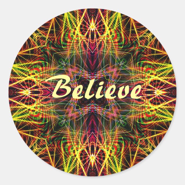 Pegatina Redonda FractalArts : Believe (Anverso)