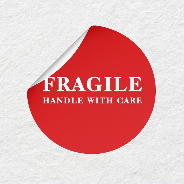 Pegatina Redonda Fragile Handle With Care Red Shipping Sticker (Subido por el creador)