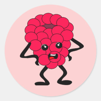 Pegatina Redonda Frambuesa amarga: Mala pandilla de frutas