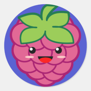 Pegatina Redonda Frambuesa de Kawaii