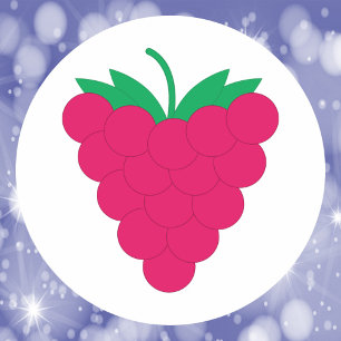Pegatina Redonda Frambuesa Rosa Fruta Baya