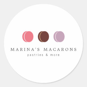 Pegatina Redonda FRANCÉS MACARON TRIO LOGO 3 Pegatinas redondos