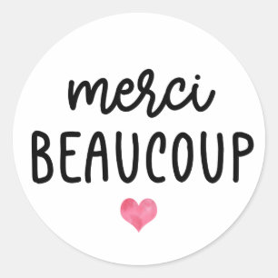 Pegatina Redonda Francés Muchas Gracias Gracias Gracias Gracias Bea