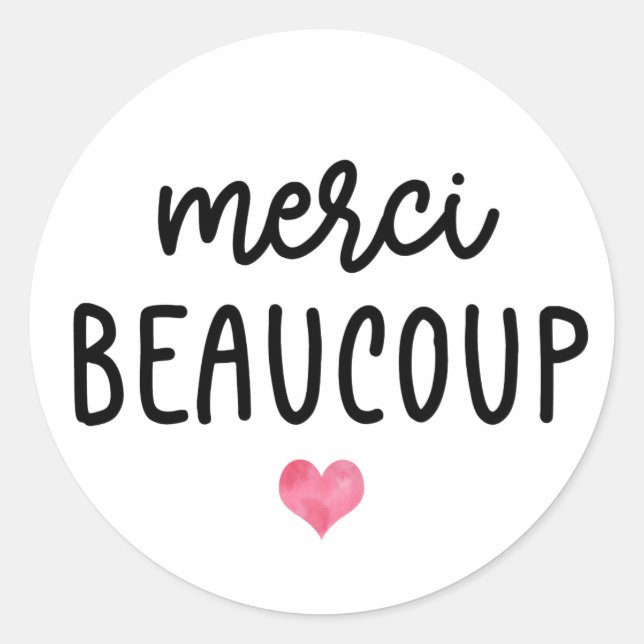 Pegatina Redonda Francés Muchas Gracias Gracias Gracias Gracias Bea (Anverso)