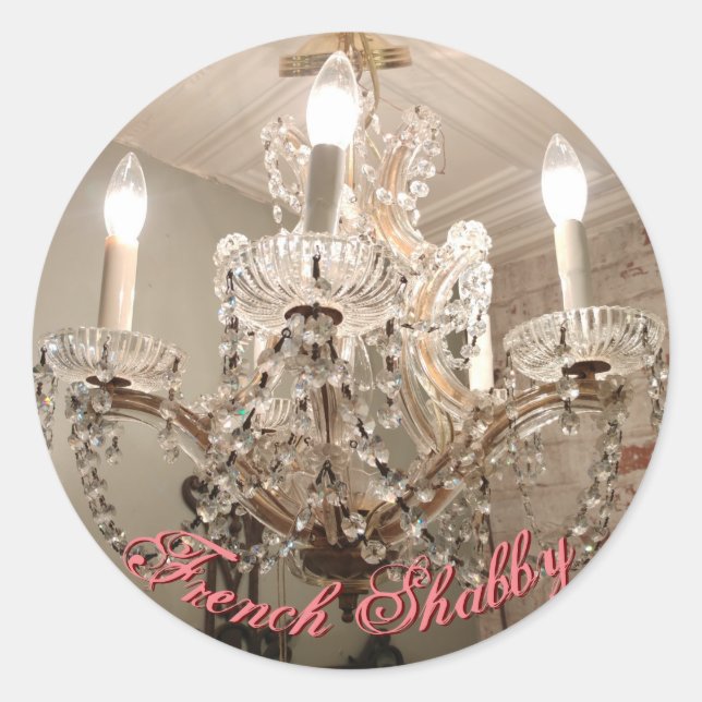 Pegatina Redonda Francés Shabby Chic Chandelier (Anverso)