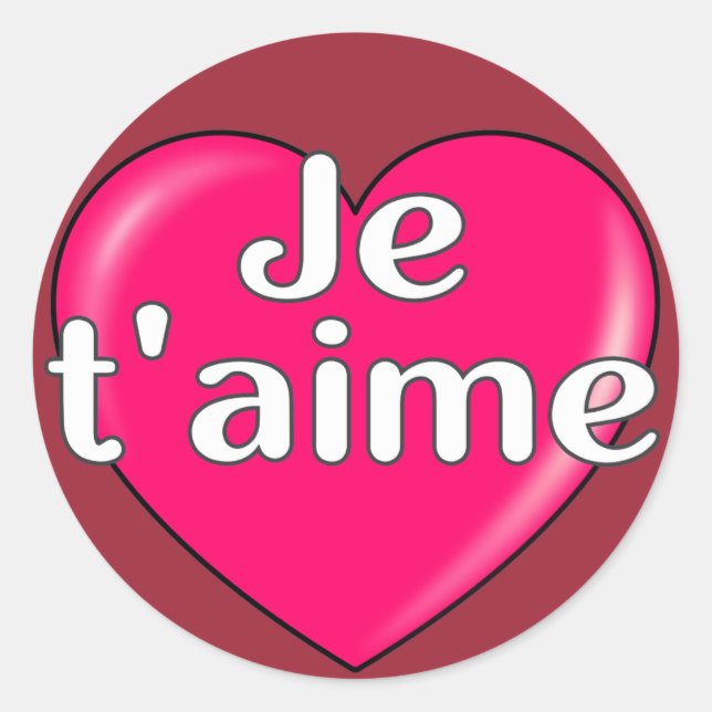 Pegatina Redonda Francés - Te amo (Anverso)