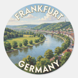 Pegatina Redonda Fráncfort Alemania Colinas Verdes Naturaleza 🌿