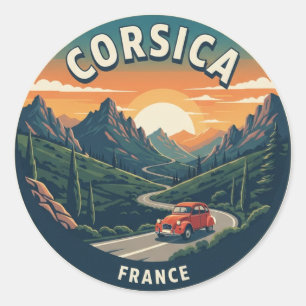 Pegatina Redonda Francia Córcega Viajes