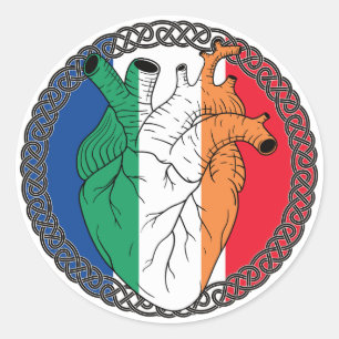 Pegatina Redonda Francia Francesa San Patrón Día Irlanda