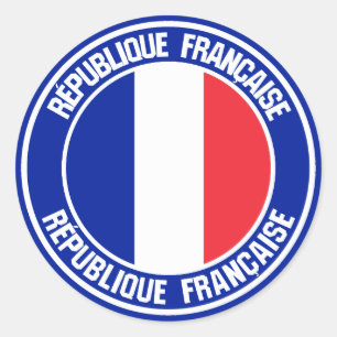 Pegatina Redonda Francia redonda Emblem