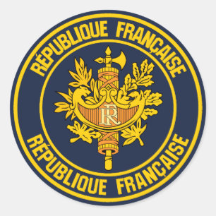 Pegatina Redonda Francia redonda Emblem