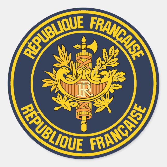 Pegatina Redonda Francia redonda Emblem (Anverso)