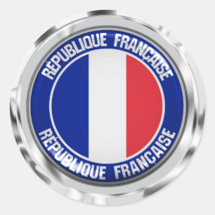 Pegatina Redonda Francia redonda Emblem