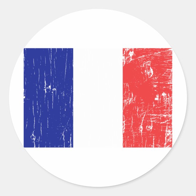 Pegatina Redonda Francia vintage (Anverso)