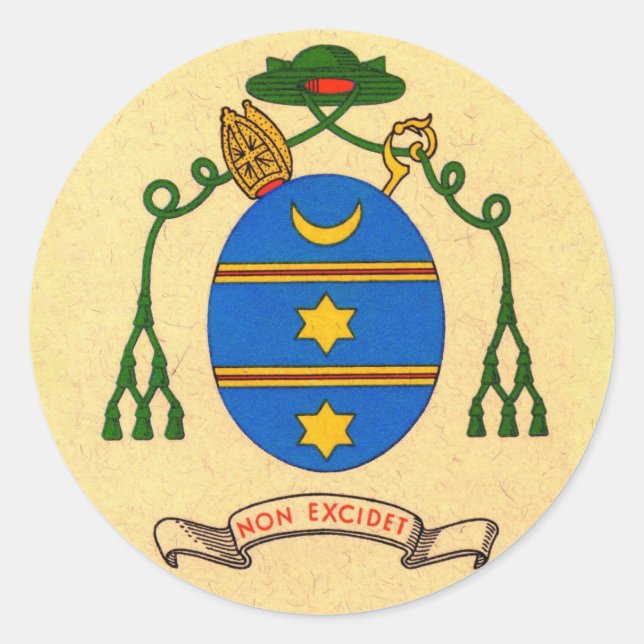 Pegatina Redonda Francis de Sales Coat of Arms Patrona Saint Pegati (Anverso)