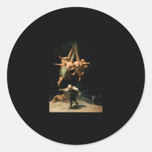 Pegatina Redonda Francisco De Goya ve el vuelo Horror gótico