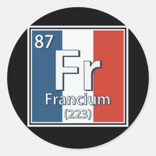 Pegatina Redonda Francium - Francia Bandera Ciencia Francesa