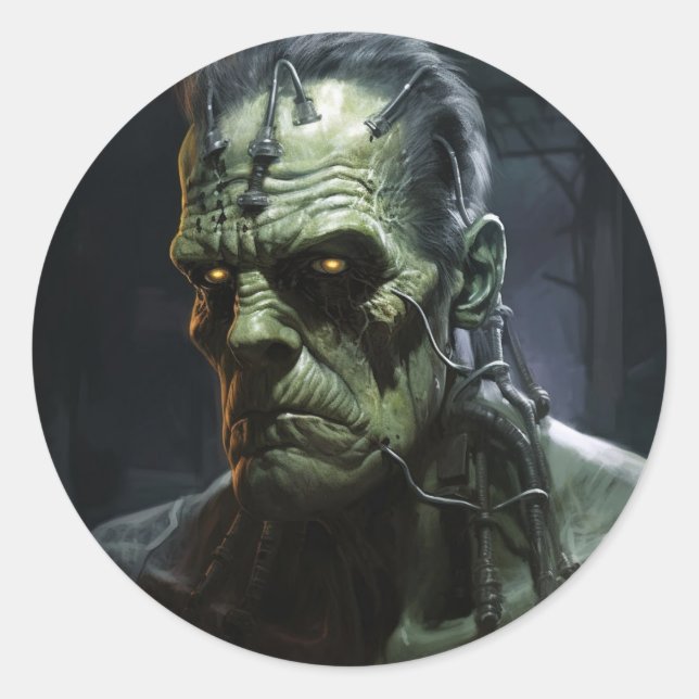 Pegatina Redonda Frankenstein (Anverso)