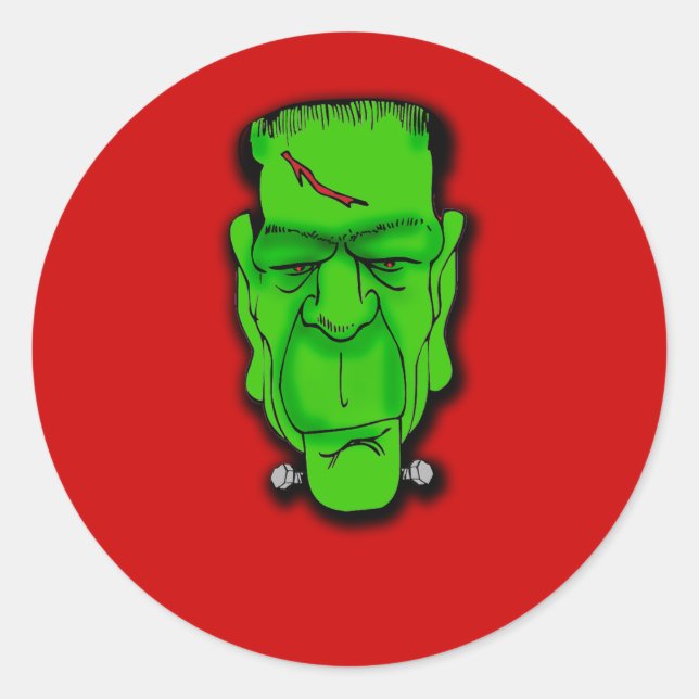 Pegatina Redonda ¡Frankenstein Face Captar tú mismo! T CAMISETAS (Anverso)