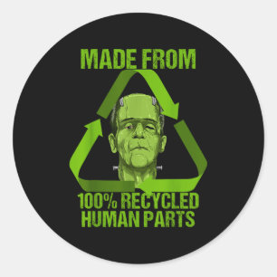 Pegatina Redonda Frankenstein hecho de piezas humanas recicladas al