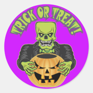 Pegatina Redonda Frankenstein Skull
