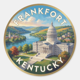Pegatina Redonda Frankfort Kentucky Viajes Bluegrass