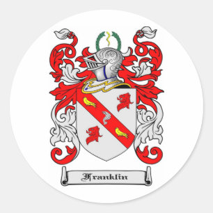 PEGATINA REDONDA FRANKLIN FAMILIAR CREST - FRANKLIN COAT OF ARMS