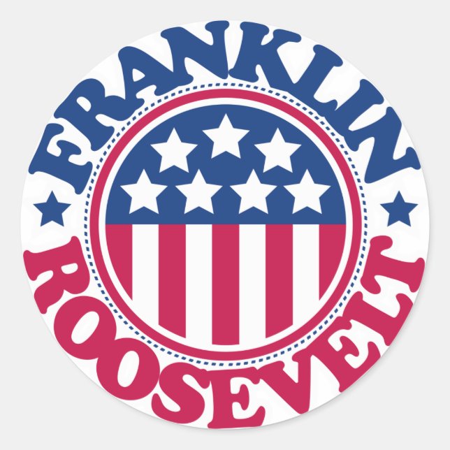 Pegatina Redonda Franklin Roosevelt (Anverso)